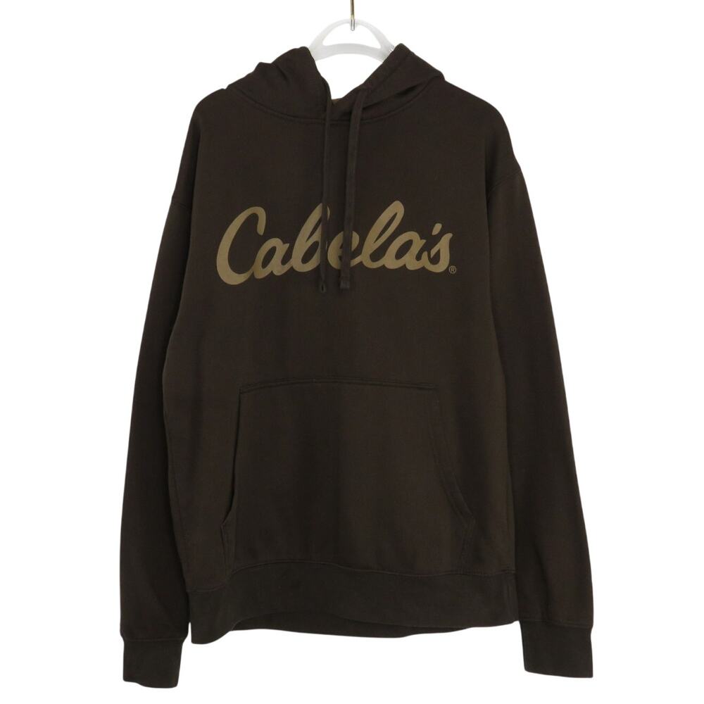 Cabelas Men's Brown Logo Hoodie Sweatshirt Small
